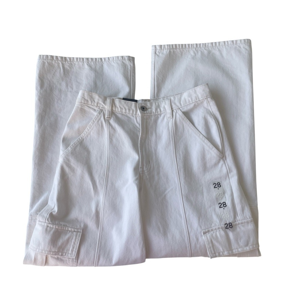 GAP Wide Leg Baggy Low Rise Denim Jeans Eggshell 100% Cotton Ladies 28 / 6 NWT